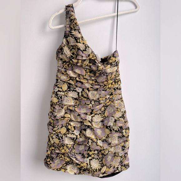 NWT Zara Gorgeous Floral One-Shoulder Dress Sz S - Picture 6 of 6